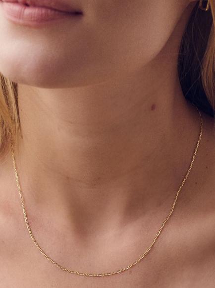 Created Brilliance Solid Figaro Chain Necklace, 18 Inch, Gold - view 2, Yellow Gold