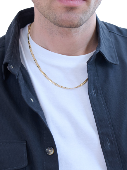 Created Brilliance 9ct Yellow Gold Solid Curb Chain Necklace - view 2, Yellow Gold