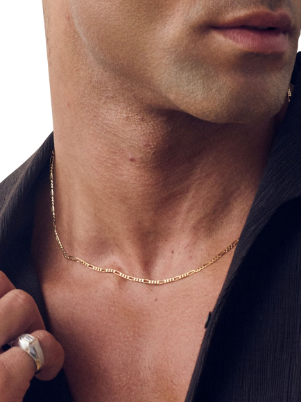 Created Brilliance Solid Figaro Chain Necklace, 20 Inch, Gold - view 2, Yellow Gold