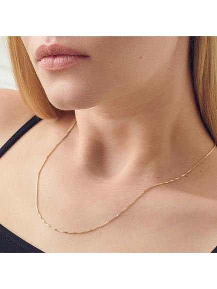 Created Brilliance 9ct Yellow Gold Solid Box Chain Necklace - view 2, Yellow Gold