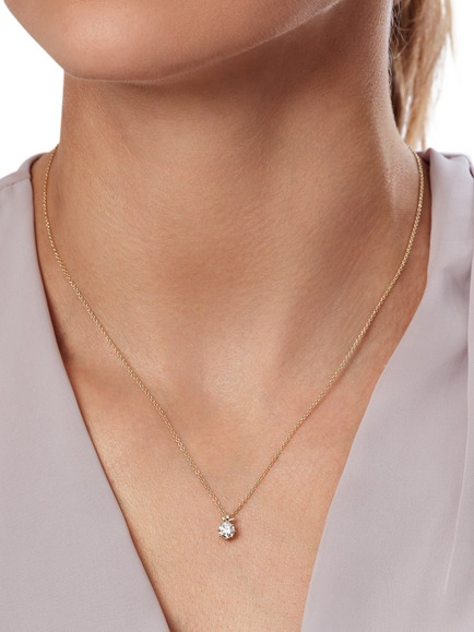 Created Brilliance Willow 9ct Yellow Gold 0.50ct Lab Grown Diamond Petal Necklace - view 2, Yellow Gold