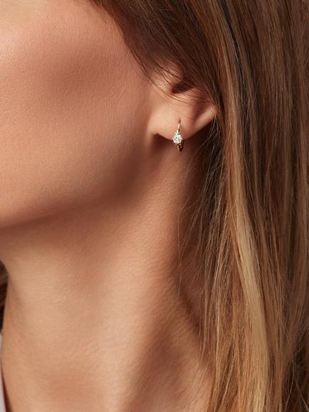 Created Brilliance Willow Lab Grown Diamond Hoop Earrings, Gold - view 2, Yellow Gold