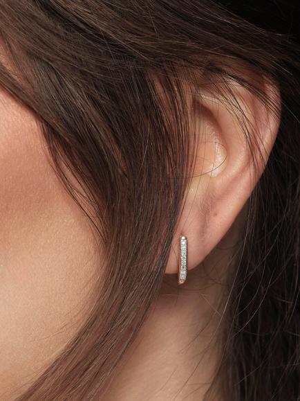 Created Brilliance 9ct Gold Lab Grown Diamond Linear Hoop Earrings - view 2, Yellow Gold