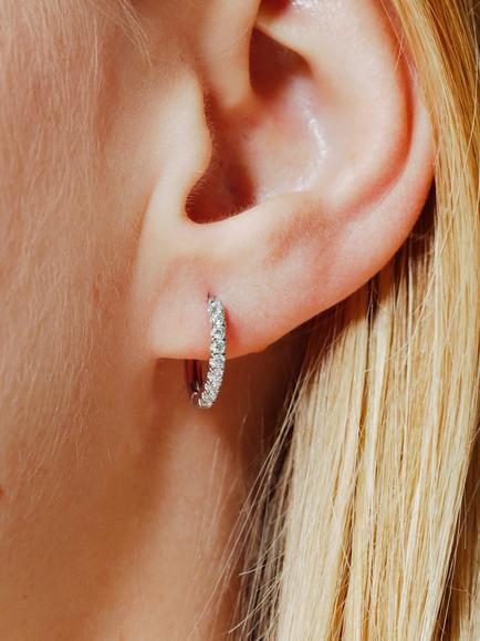Created Brilliance Julia White Gold Lab Grown Diamond Hoop Earrings, Silver - view 2, White Gold