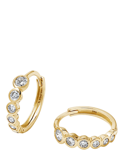 Created Brilliance Lab Grown Diamond Orb Huggie Hoop Earrings, Gold, Yellow Gold