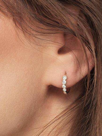 Created Brilliance Lab Grown Diamond Orb Huggie Hoop Earrings, Gold - view 2, Yellow Gold