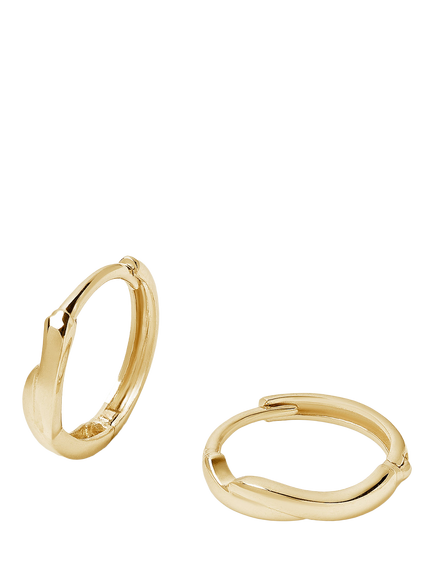 Created Brilliance 9ct Yellow Gold Wave Hoop Earrings, Yellow Gold