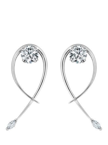 Created Brilliance Ivy White Gold Lab Grown Diamond Stud Earrings, Silver, White Gold