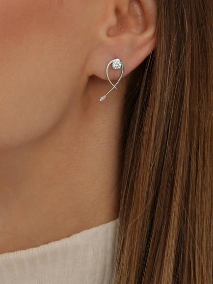 Created Brilliance Ivy White Gold Lab Grown Diamond Stud Earrings, Silver - view 2, White Gold