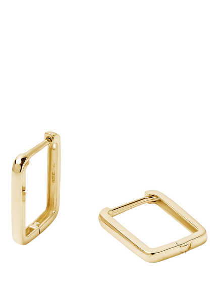 Created Brilliance 9ct Yellow Gold Angled Hoop Earrings, Yellow Gold