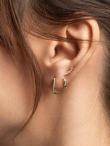 Created Brilliance 9ct Yellow Gold Angled Hoop Earrings - view 2, Yellow Gold