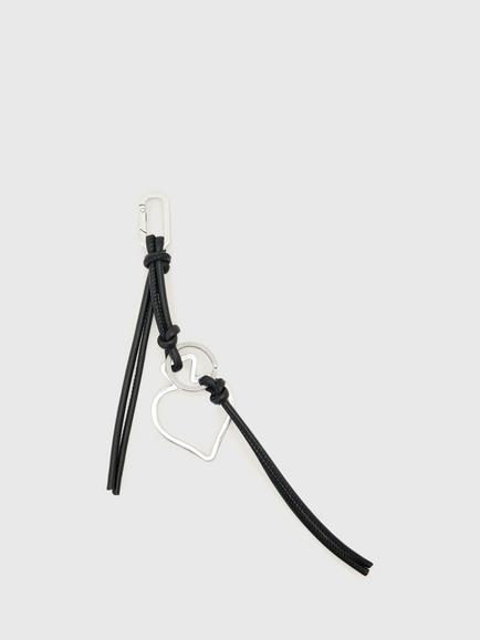 AllSaints Spade Metal and Leather Keyring, Black/Silver, Black/Silver