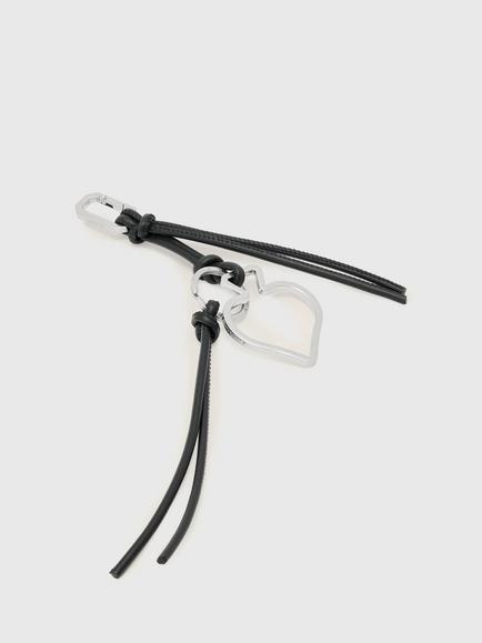 AllSaints Spade Metal and Leather Keyring, Black/Silver - view 2, Black/Silver