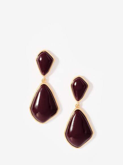 Mint Velvet Sculptural Resin Drop Statement Earrings, Burgundy/Gold, Gold/Burgundy
