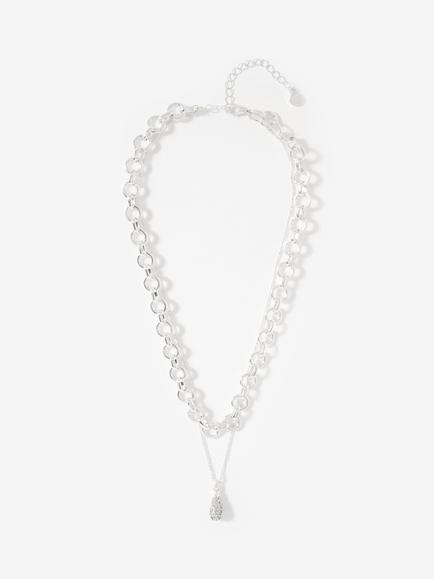 Mint Velvet Pave Layered Pendant Necklace, Silver