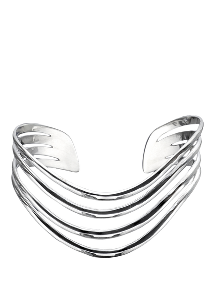 Nina B Sterling Silver Curved Open Bangle, Silver