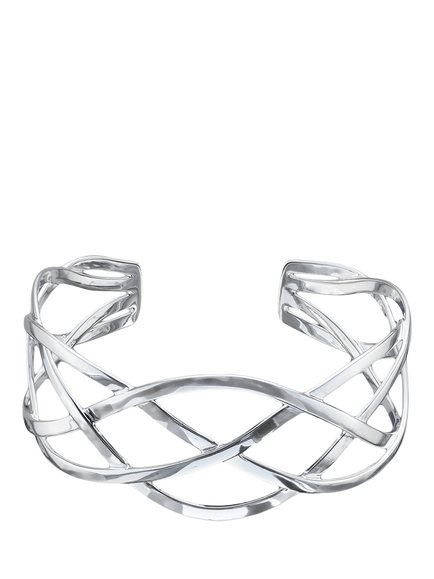 Nina B Sterling Silver Open Wave Bangle, Silver