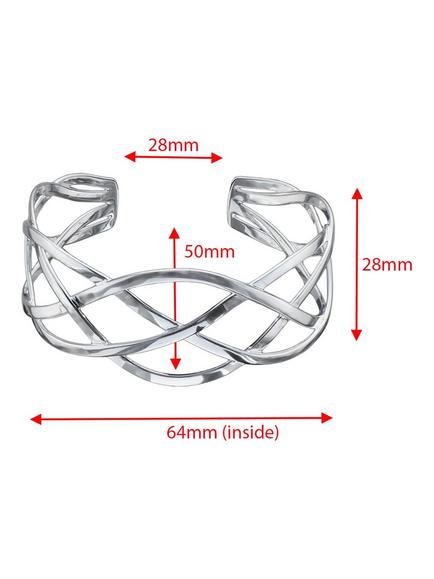 Nina B Sterling Silver Open Wave Bangle - view 2, Silver