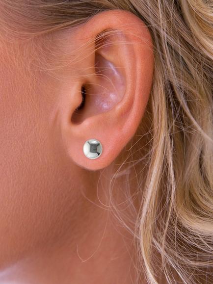 Nina B Sterling Silver Round Stud Earrings - view 2, Silver