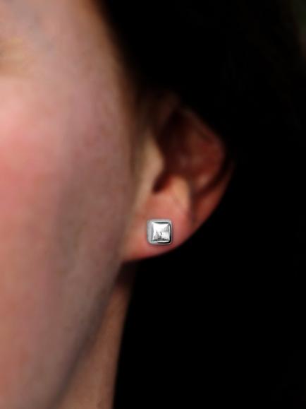 Nina B Sterling Silver Domed Stud Earrings - view 2, Silver