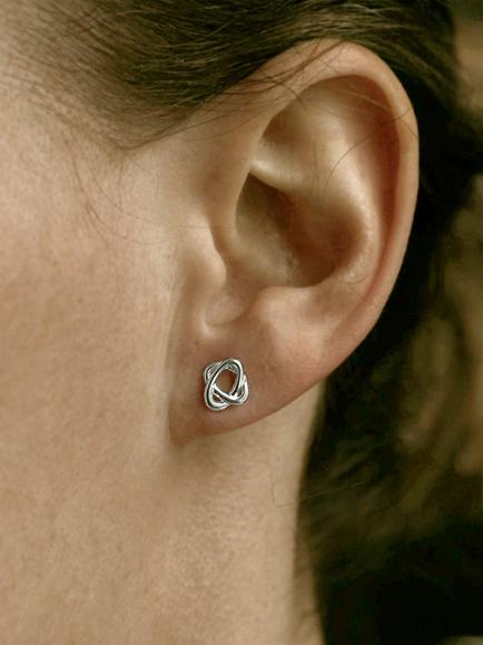 Nina B Sterling Silver Interlock Stud Earrings - view 2, Silver