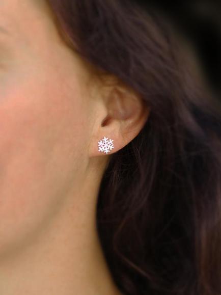 Nina B Sterling Silver Snowflake Stud Earrings - view 2, Silver