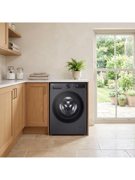 LG W4X5016TBB Freestanding Washer Dryer, 6kg/11kg Load, 1400rpm Spin, Black - view 2, Black