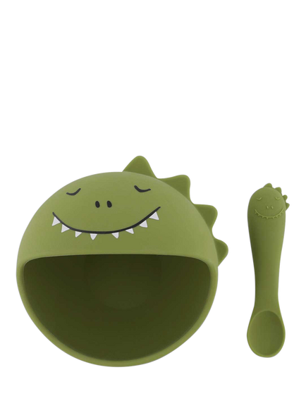 Trixie Mr. Dino First Baby Meal Bowl & Spoon Set, Multi
