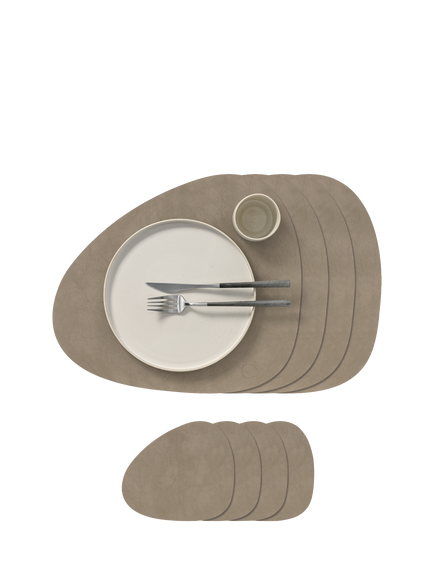 LIND DNA Curve 8 Piece Placemat and Coaster Set, Nomad Grey