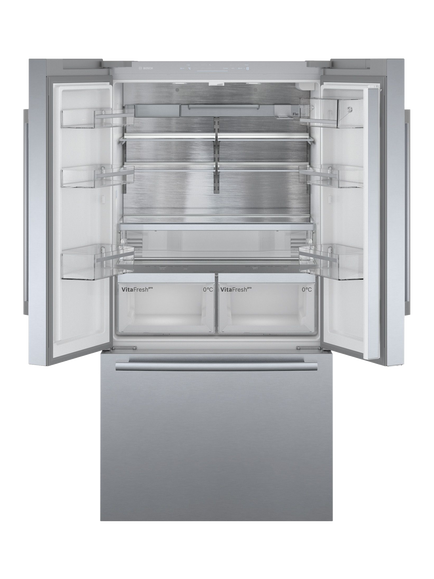 Bosch Series 8 KFF96PIEP Freestanding 70/30 Plumbed American Fridge Freezer, Silver - view 2, Silver
