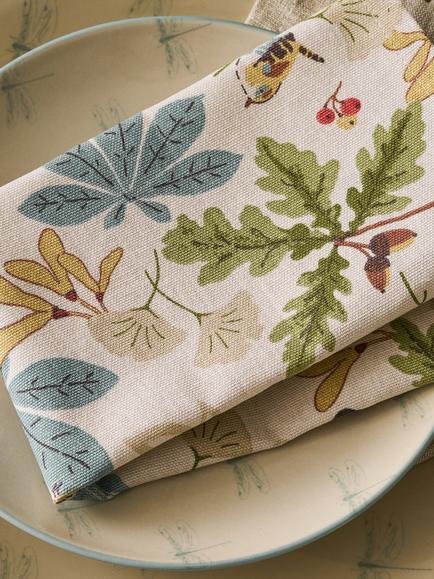 Sophie Allport Orchard Birds Cotton Napkins, Set of 4 - view 2, Multi