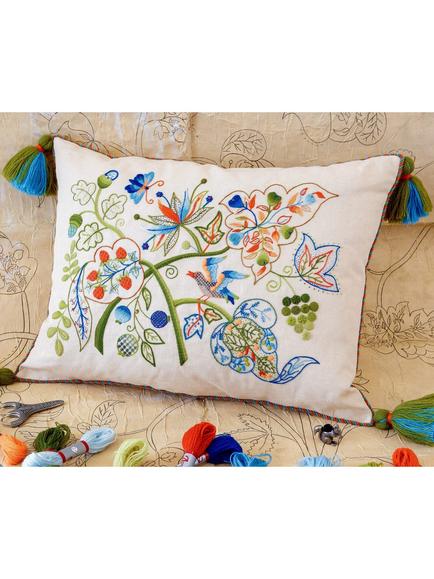 Royal School of Needlework Jacobean Crewelwork Cushion Kit - view 2, Multi