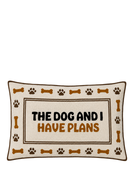 The Pillow Drop The Dog and I Have Plans Cushion, Multi, Natural Multi