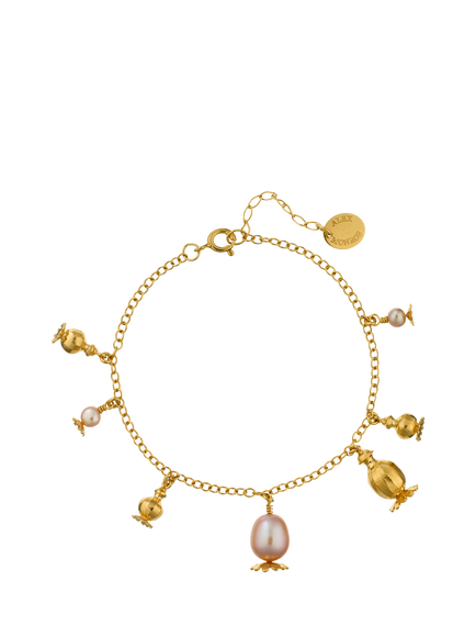 Alex Monroe Poppy Seed Pearl Charm Bracelet, Gold, Gold Plated