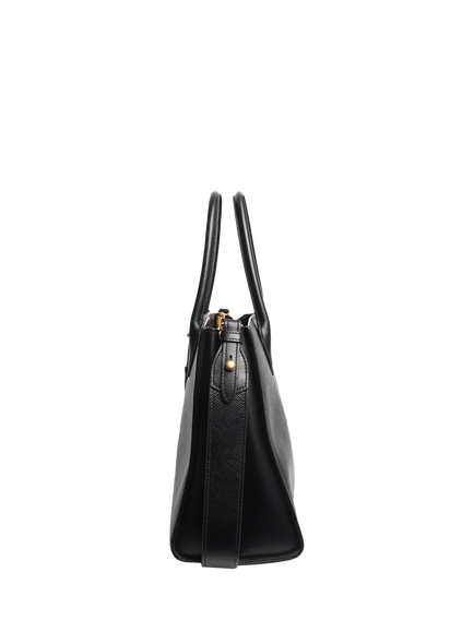 Pre-loved Prada Saffiano Leather Gold Hardware 2-Way Bag, Black - view 2, Black