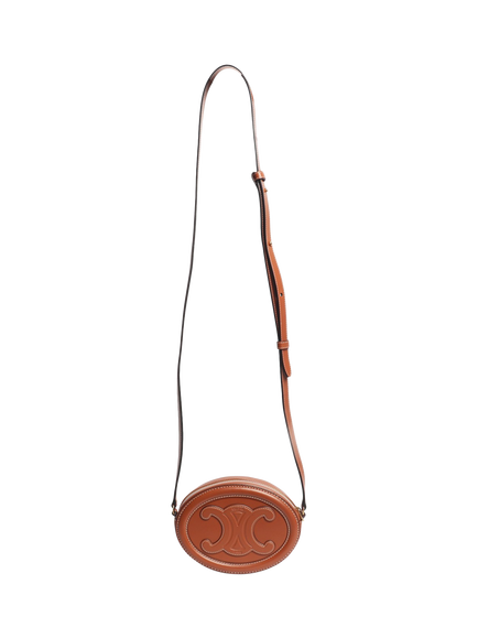 Pre-loved CELINE Gold Hardware Triomphe Oval Crossbody Bag, Brown - view 2, Brown