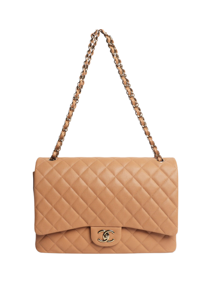 Pre-loved CHANEL Blush Caviar Quilted Maxi Classic Double Flap Bag, Neutral - view 2, Neutral