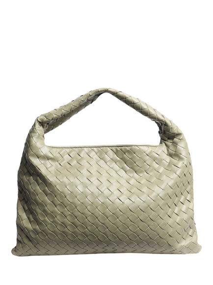 Pre-loved Bottega Veneta Hop Intrecciato Leather Shoulder Bag, Sage Green, Green