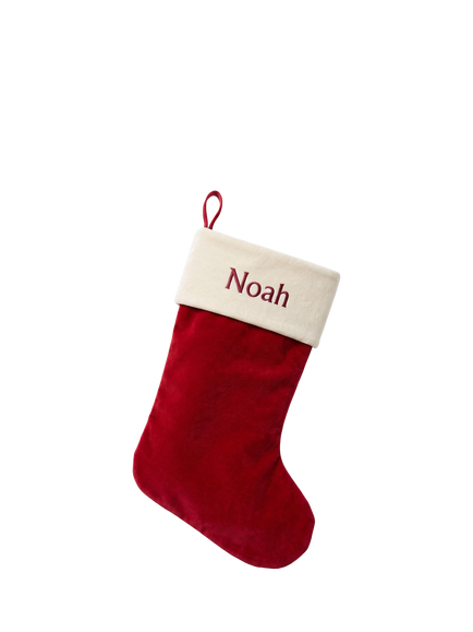 Babyblooms Personalised Velvet Christmas Stocking, Red, Multi