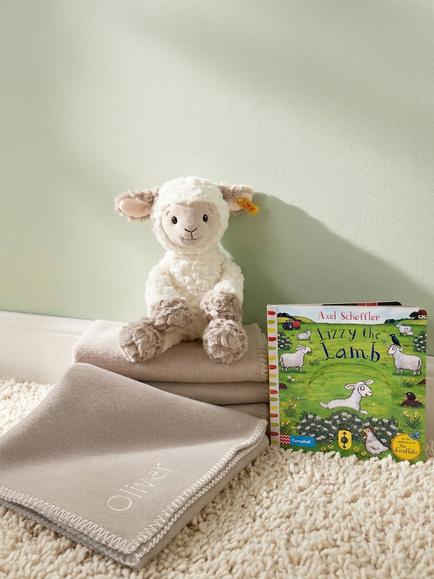 Babyblooms Personalised Fleece Blanket with Steiff Lita Lamb Soft Toy & Board Book Gift Set - view 2, Multi