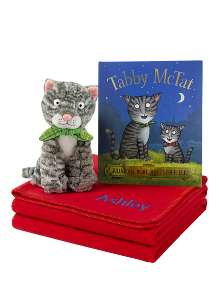Babyblooms Personalised Fleece Blanket with Tabby McTat Soft Toy & Book Gift Set, Multi