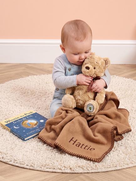 Babyblooms Personalised Fleece Blanket with Winnie the Pooh Soft Toy & Board Book Gift Set - view 2, Multi