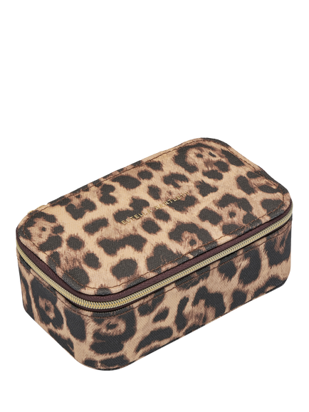 Estella Bartlett Leopard Canvas Mini Jewellery Box, Brown, Brown