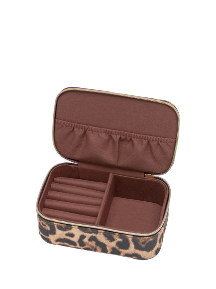 Estella Bartlett Leopard Canvas Mini Jewellery Box, Brown - view 2, Brown