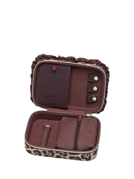 Estella Bartlett Large Leopard Print Ruffle Jewellery Box, Brown - view 2, Brown