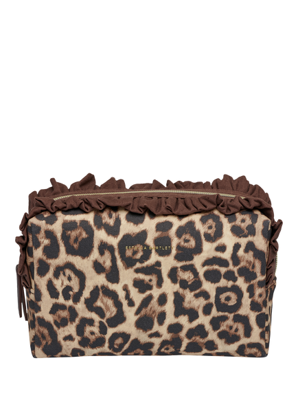 Estella Bartlett Leopard Print Frill Wash Bag, Brown, Brown