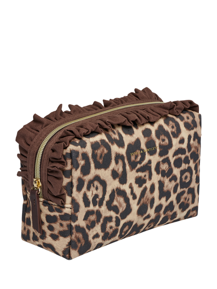Estella Bartlett Leopard Print Frill Wash Bag, Brown - view 2, Brown