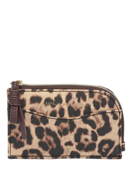 Estella Bartlett Leopard Zip-Around Bow Card Holder, Brown, Brown