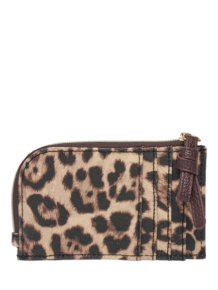 Estella Bartlett Leopard Zip-Around Bow Card Holder, Brown - view 2, Brown