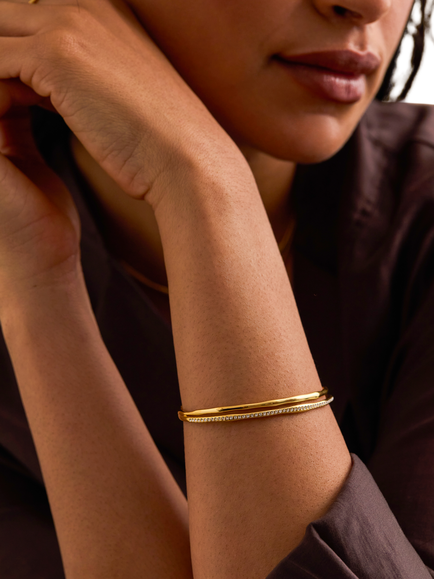 Estella Bartlett EDIT Waterproof Molten Pave Bangle, Gold - view 2, Gold